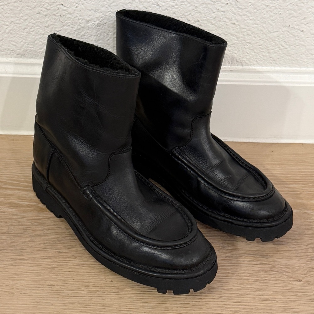 Kenzo Black Leather Combat Boots